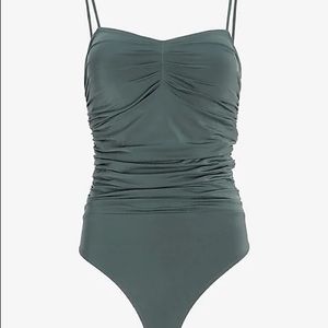 Body Contour Double Layer Ruched Thong Bodysuit